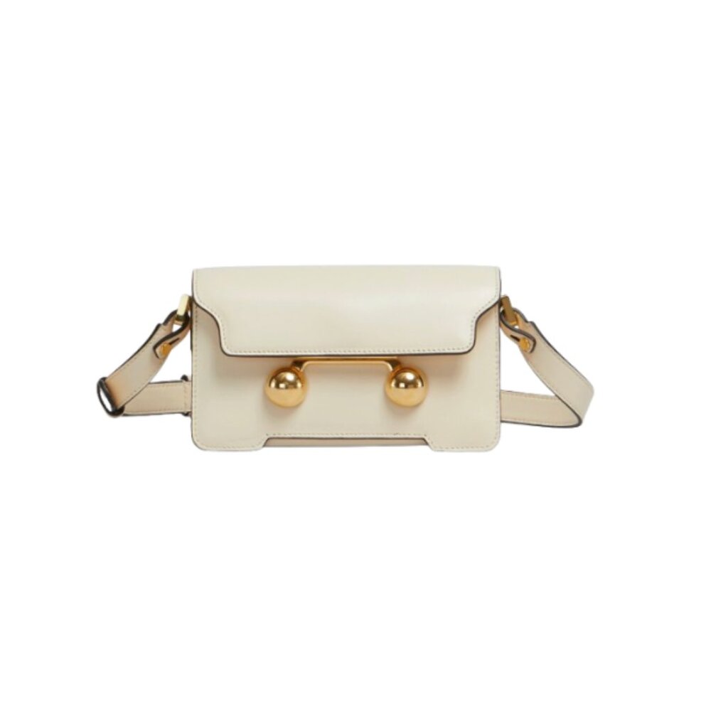 MARNI Mini Trunkaroo Leather Shoulder Bag- Off White